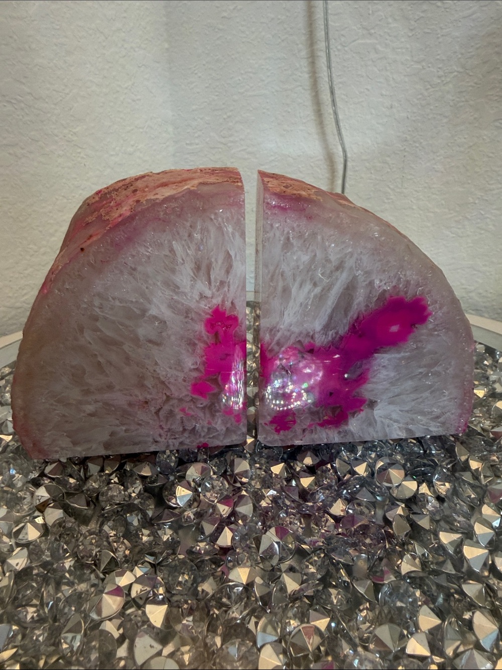 Decorative Pink Agate Geode Bookends - Unbranded